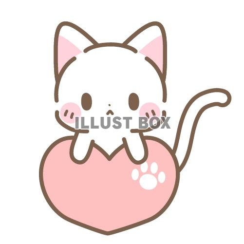 無料イラスト ピンクのハートを持った猫ちゃんのフリーイラスト