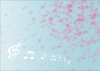 淡い花びらが舞う背景・壁紙イラスト（音符付き）