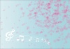 淡い花びらが舞う背景・壁紙イラスト（音符付き）