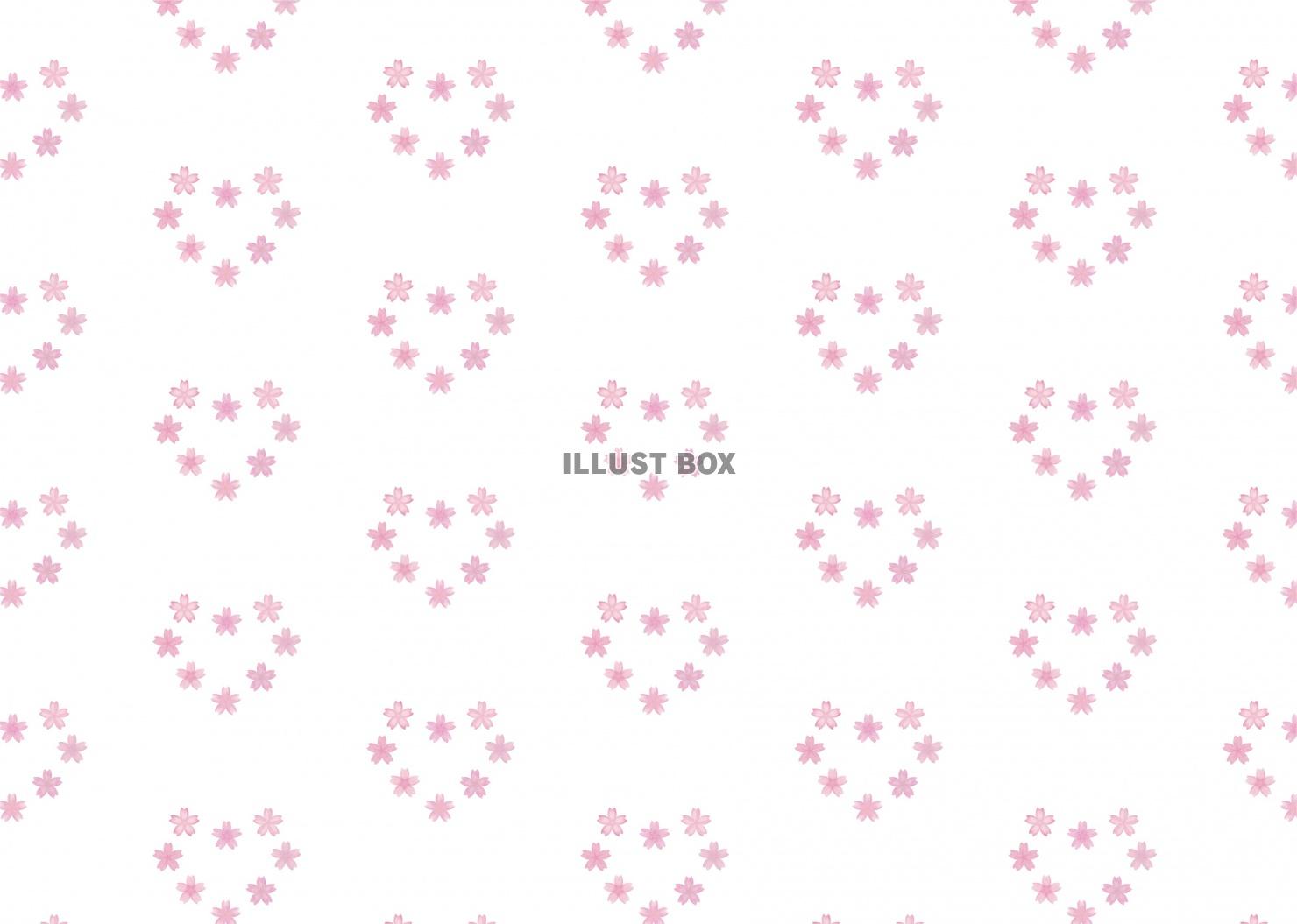 淡いハート型の桜の背景・壁紙イラスト