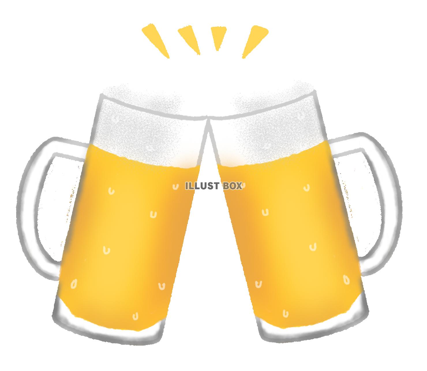 無料イラスト 手書きの乾杯 生ビール