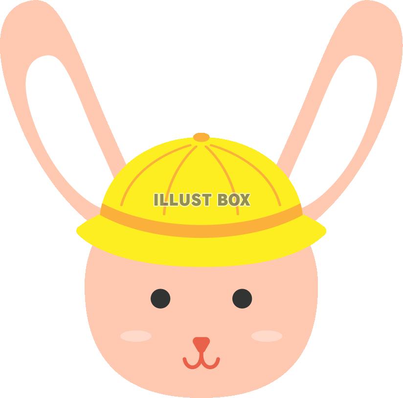 幼稚園帽をかぶったピンクのうさぎ