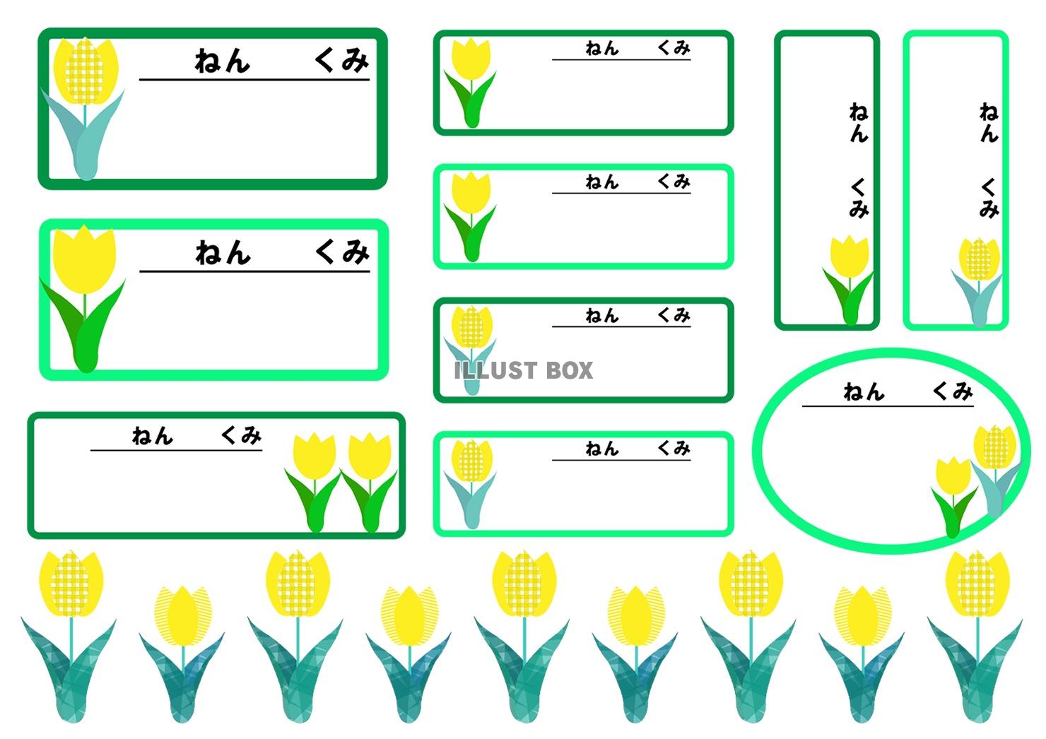 チューリップのお名前シール　小学生向