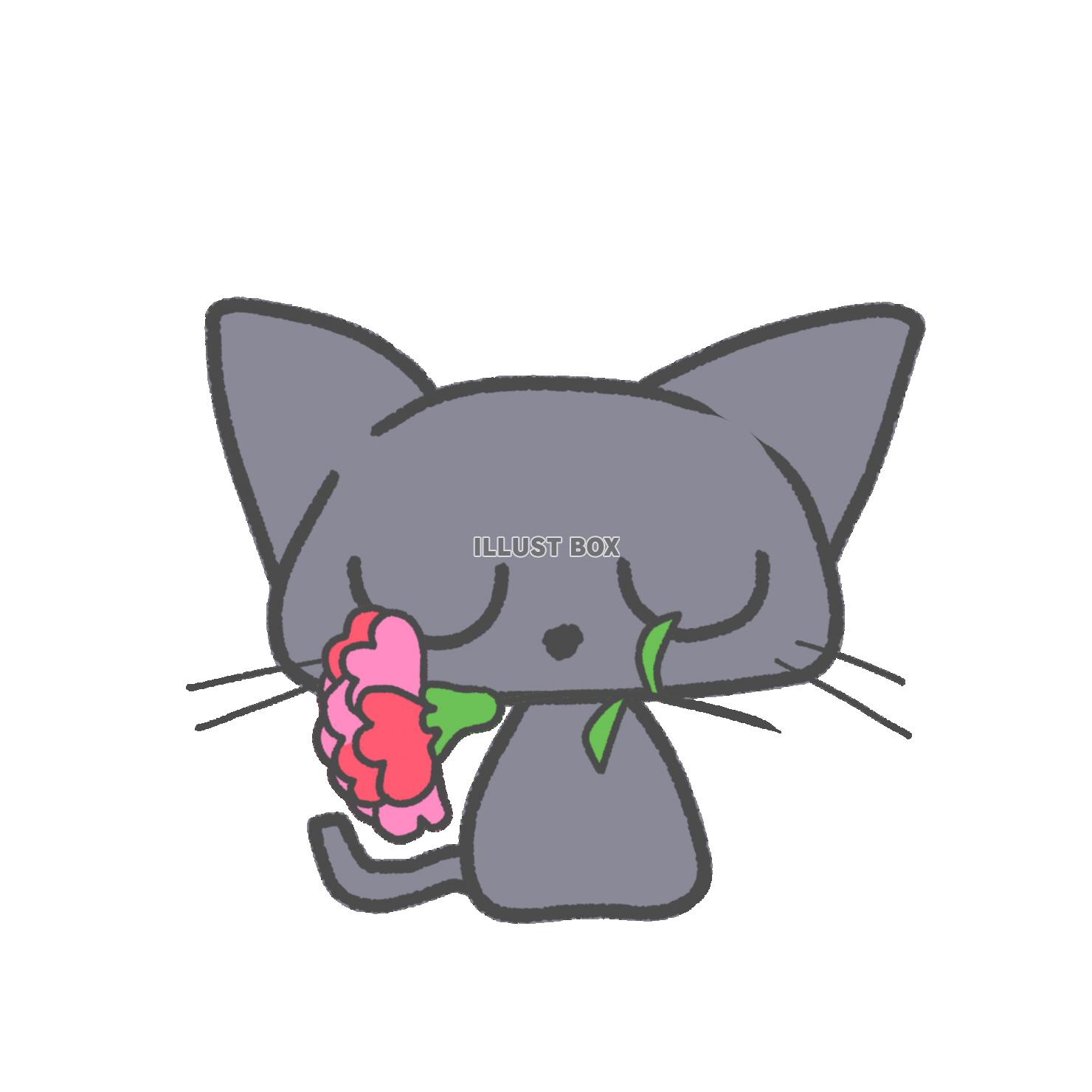 母の日に！可愛い猫の絵本風の様なシンプルイラスト（透過PNG...