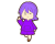 紫色モチーフのピースしてる女の子