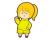 黄色モチーフのガッツポーズしてる女の子