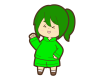緑色モチーフのガッツポーズしてる女の子