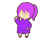 紫色モチーフのガッツポーズしてる女の子