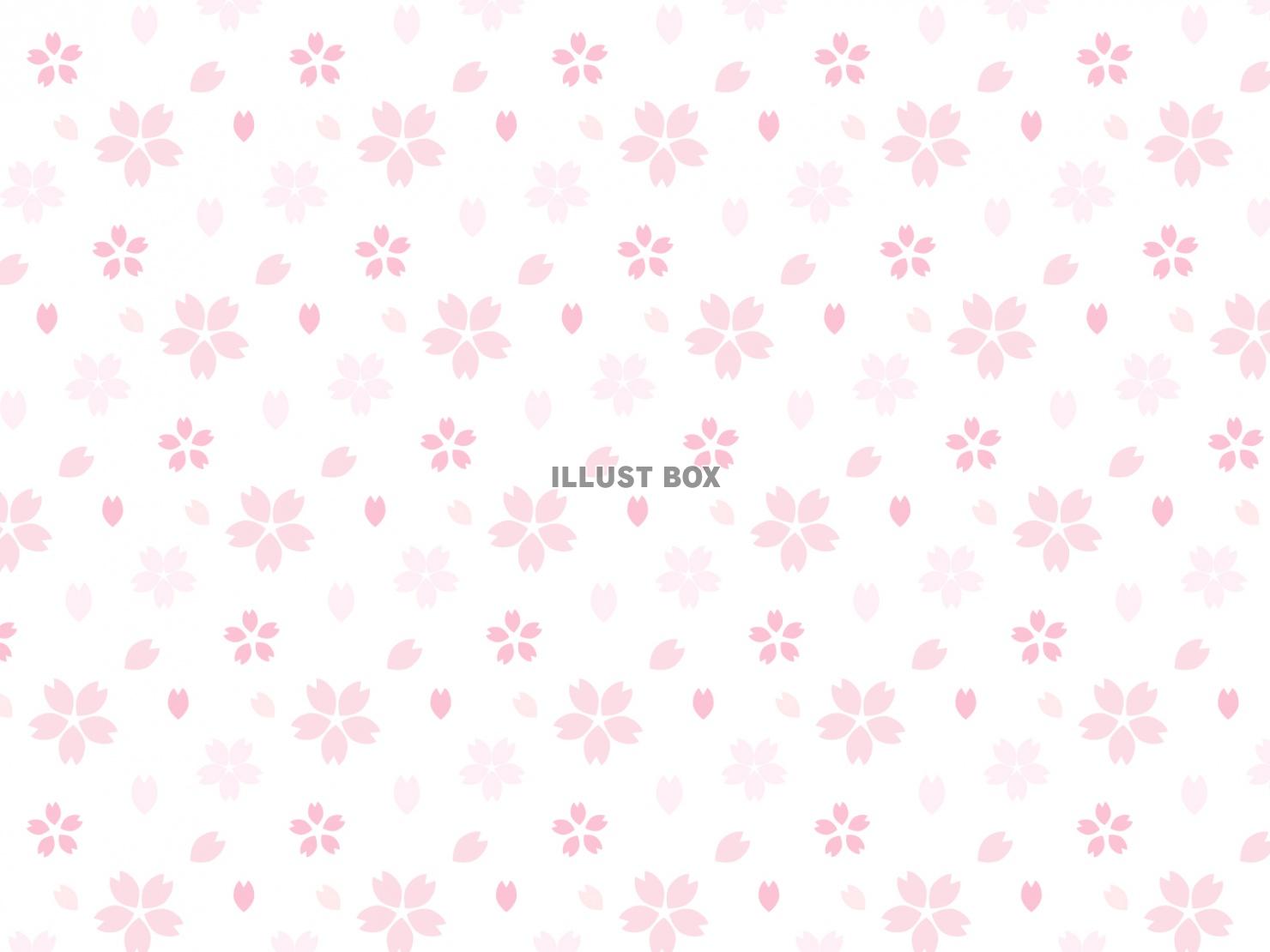 桜の花と花びらが舞うパターン背景素材