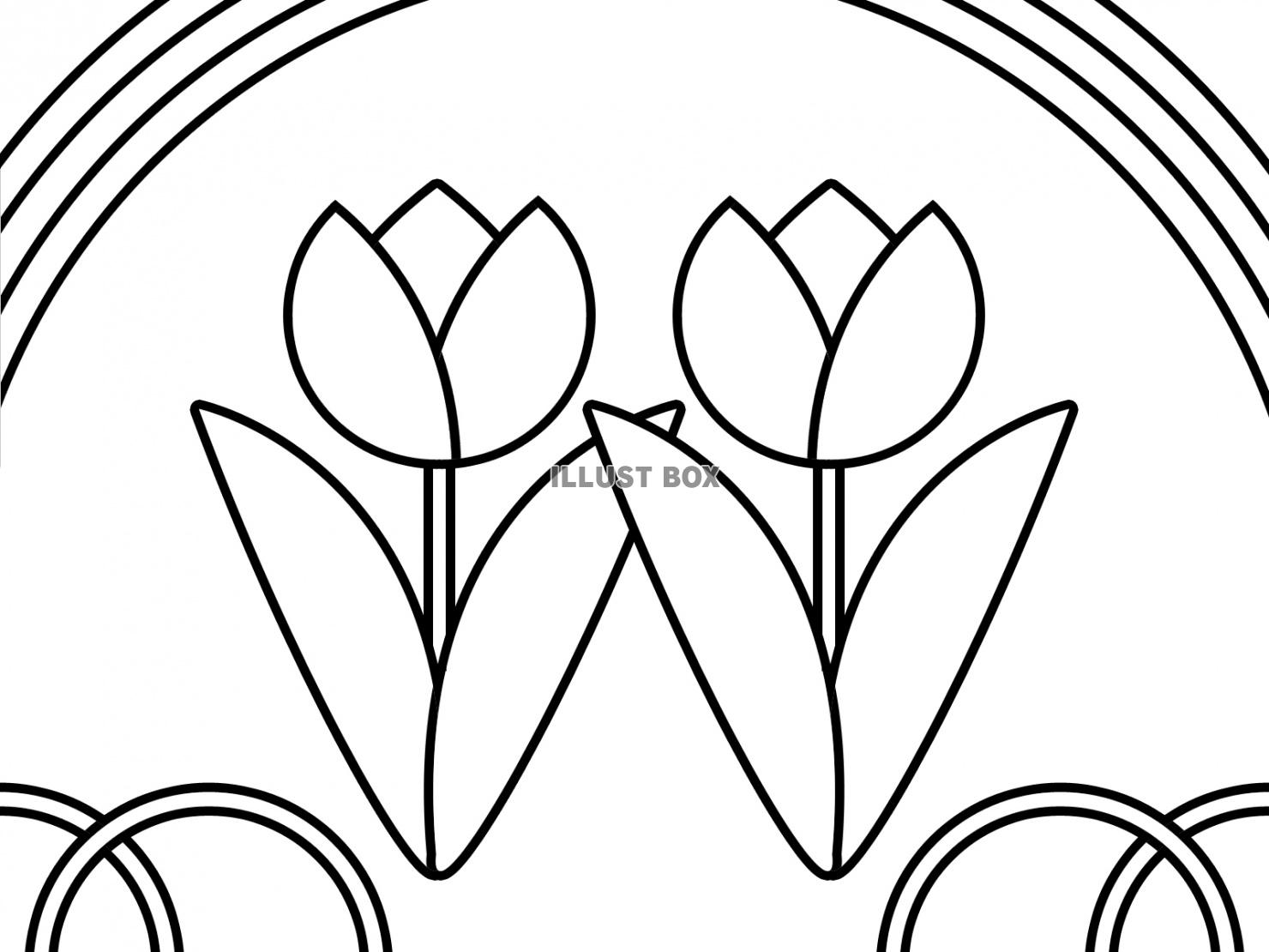易しいチューリップ塗り絵シンプルイラスト素材