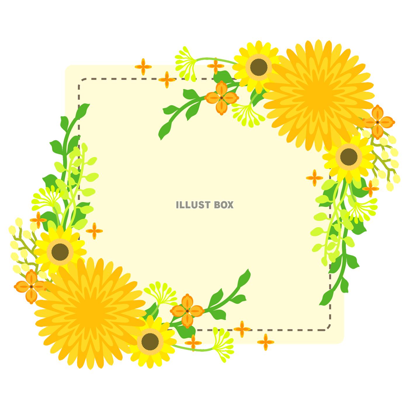 黄色い花と植物のフレーム