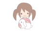 うさぎをなでる女の子