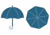 シンプルな青い傘のイラストセット
