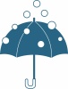 シンプルな大雪と青い傘のイラスト