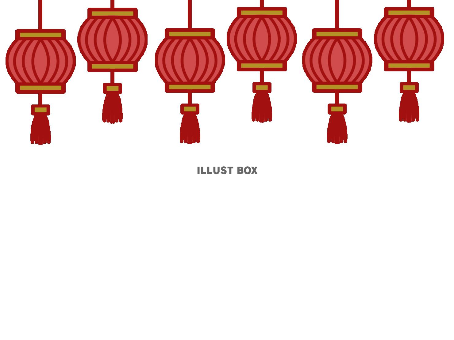 無料イラスト 中華風の赤い提灯 背景フレーム