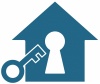 鍵穴と鍵のあるシンプルな家のイラスト