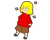 怒って腰を手をあてているポーズの女の子