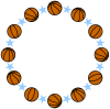 バスケットボールと星の丸形（円形）フレーム水色