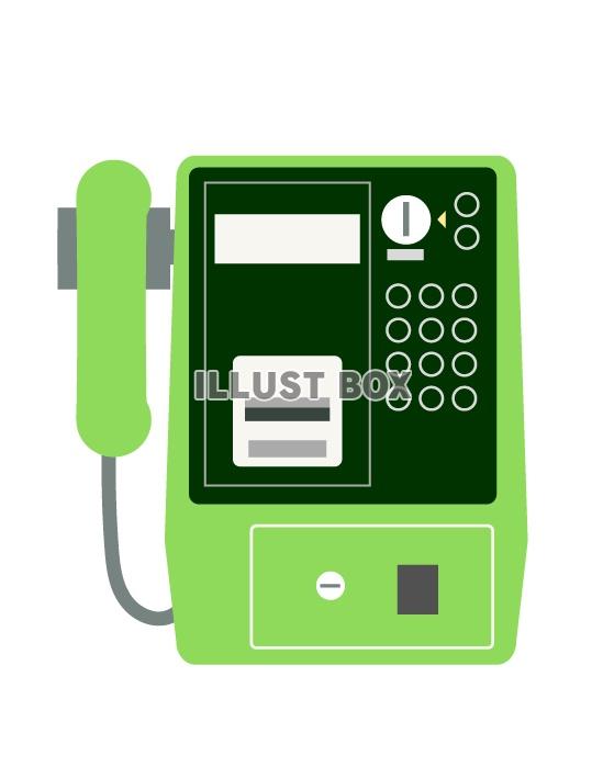 レトロなイラスト・緑の公衆電話素材