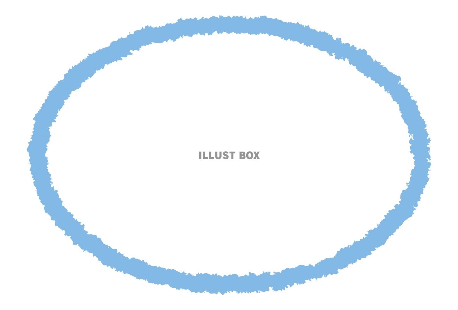 手描きクレヨンフレーム楕円/03水色