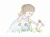 花を摘む女の子の水彩風イラスト