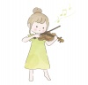 バイオリンを弾く女の子の水彩風イラスト