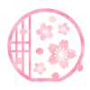 和風の桜色の窓　透過png