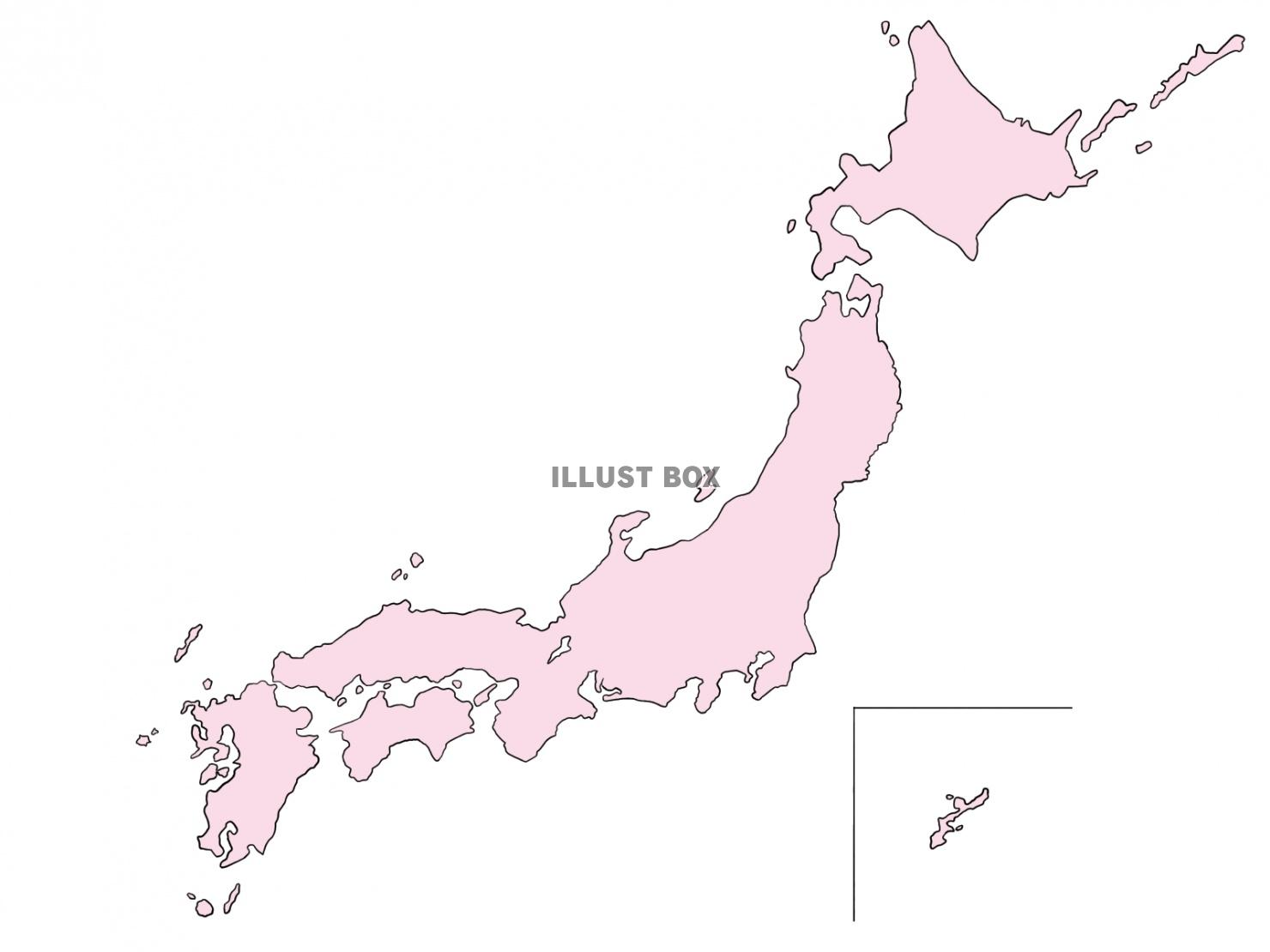 無料イラスト 日本地図 ピンク