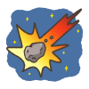 手描き風隕石のイラスト（背景あり）