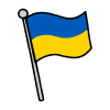 棒についたウクライナの国旗イラスト