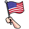 アメリカ国旗を手に持つイラスト