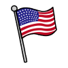 棒に付いたアメリカの国旗イラスト