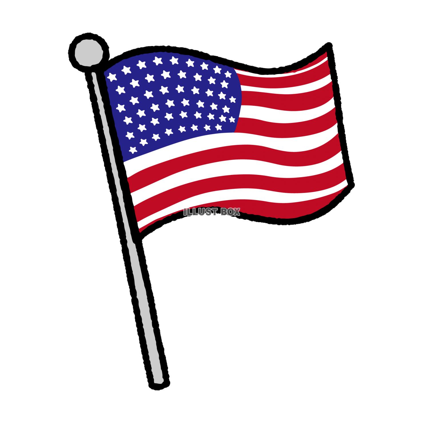 無料イラスト 棒に付いたアメリカの国旗イラスト