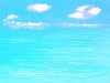 南国の夏の青い海と空の水彩イラスト