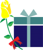 ギフトボックスと黄色いバラ