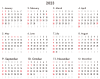 2023年　カレンダー日付け