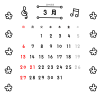 3_月間カレンダー_2022年3月・花・音符