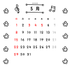 5_月間カレンダー_2022年5月・花・音符