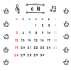 6_月間カレンダー_2022年6月・花・音符