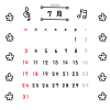 7_月間カレンダー_2022年7月・花・音符