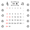 10_月間カレンダー_2022年10月・花・音符