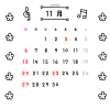 11_月間カレンダー_2022年11月・花・音符