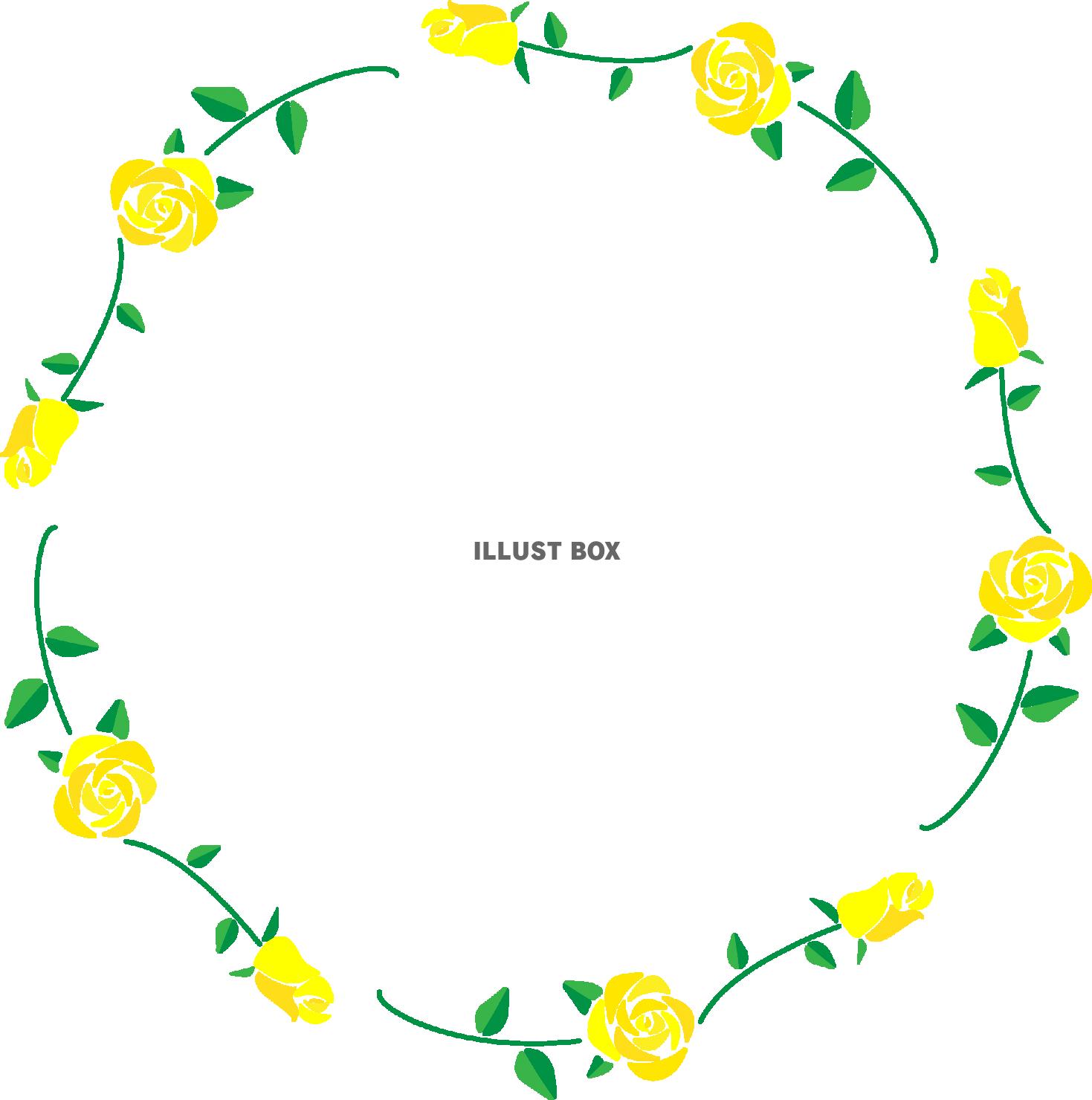 黄色いバラの円形フレーム
