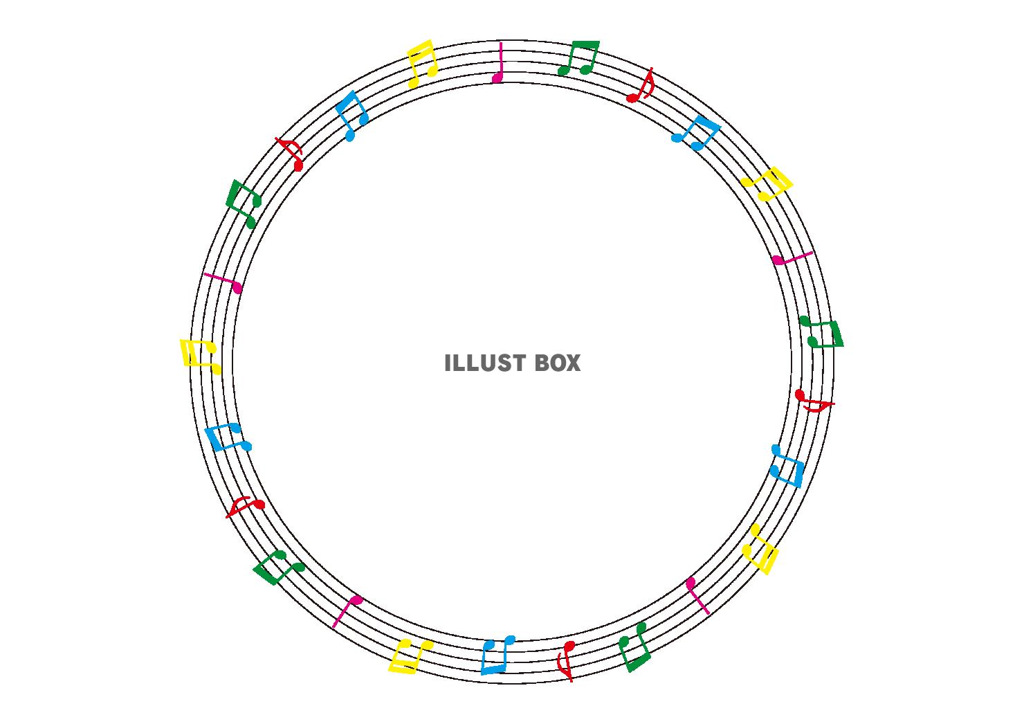 5_枠_カラフル音符・円