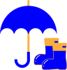 青い雨傘と長靴セット