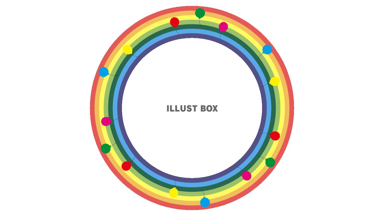 6：枠_虹と風船・正円