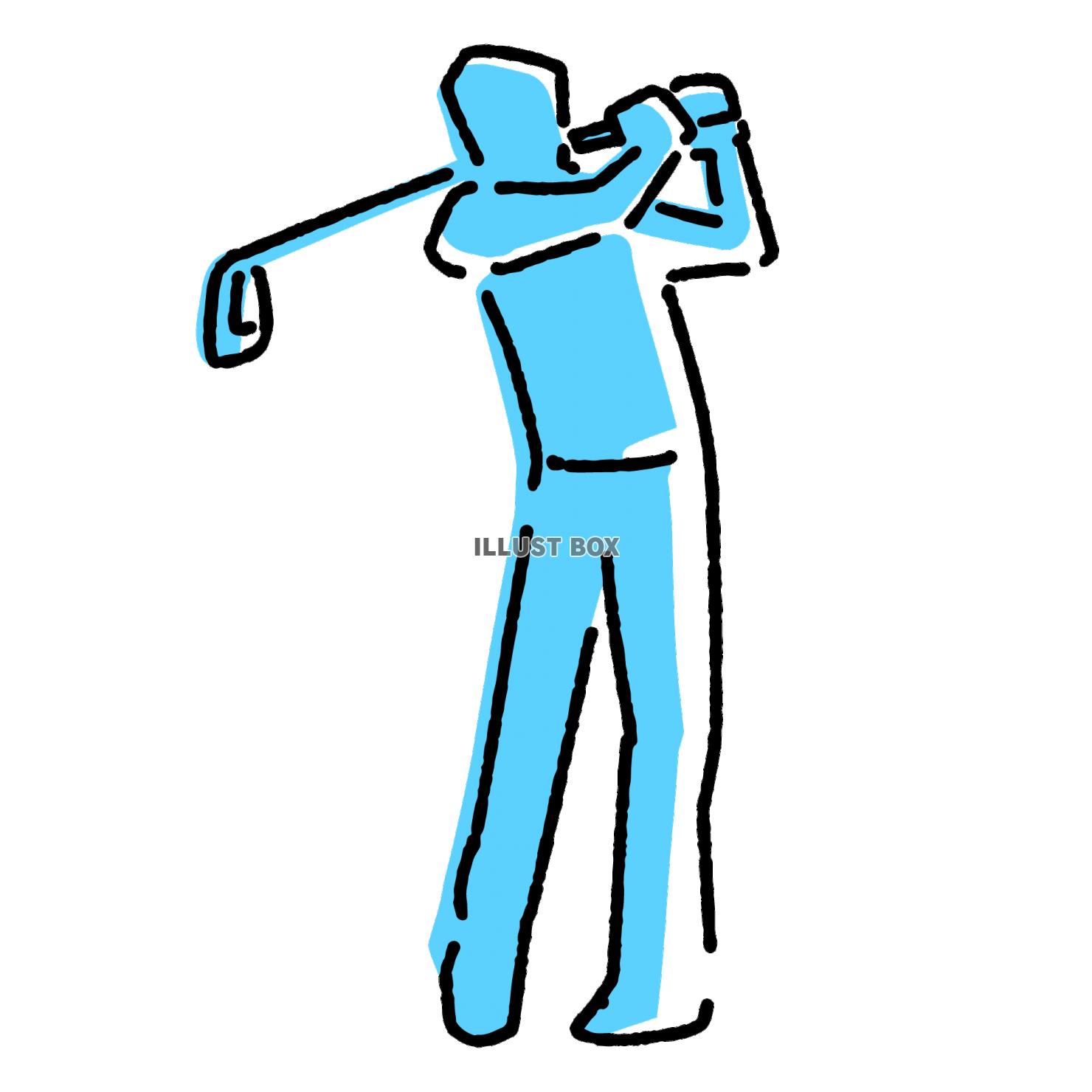 無料イラスト ゴルフスイングをする人物のイラスト