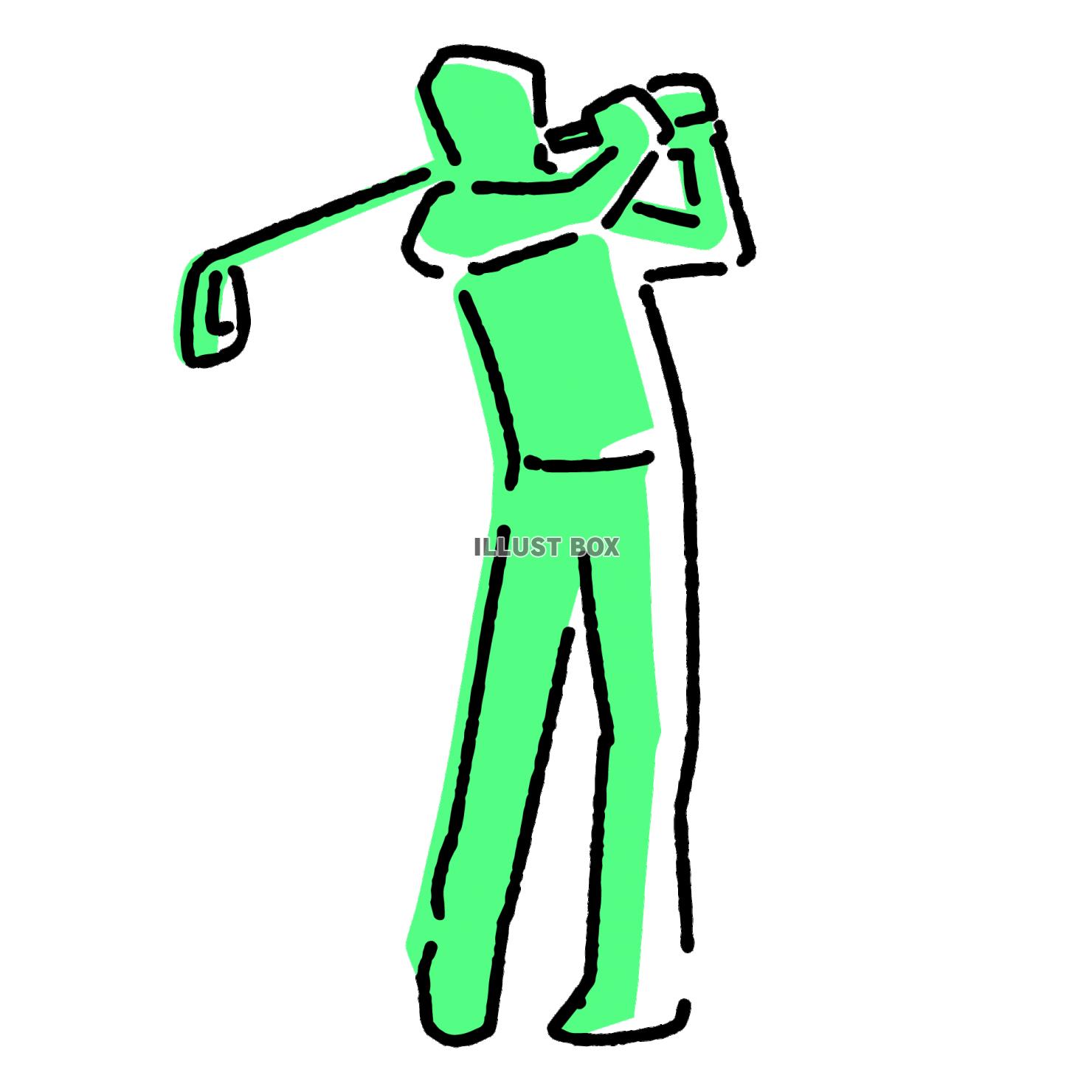 ゴルフをする人物のイラスト素材