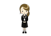 シンプル点目　女子高生　png