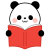 本を読むパンダ・赤